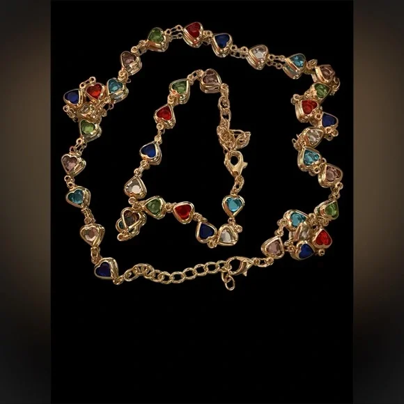 Set- Chic Multicolor Beaded Heart Necklace and Bracelet - Picture 8 of 13